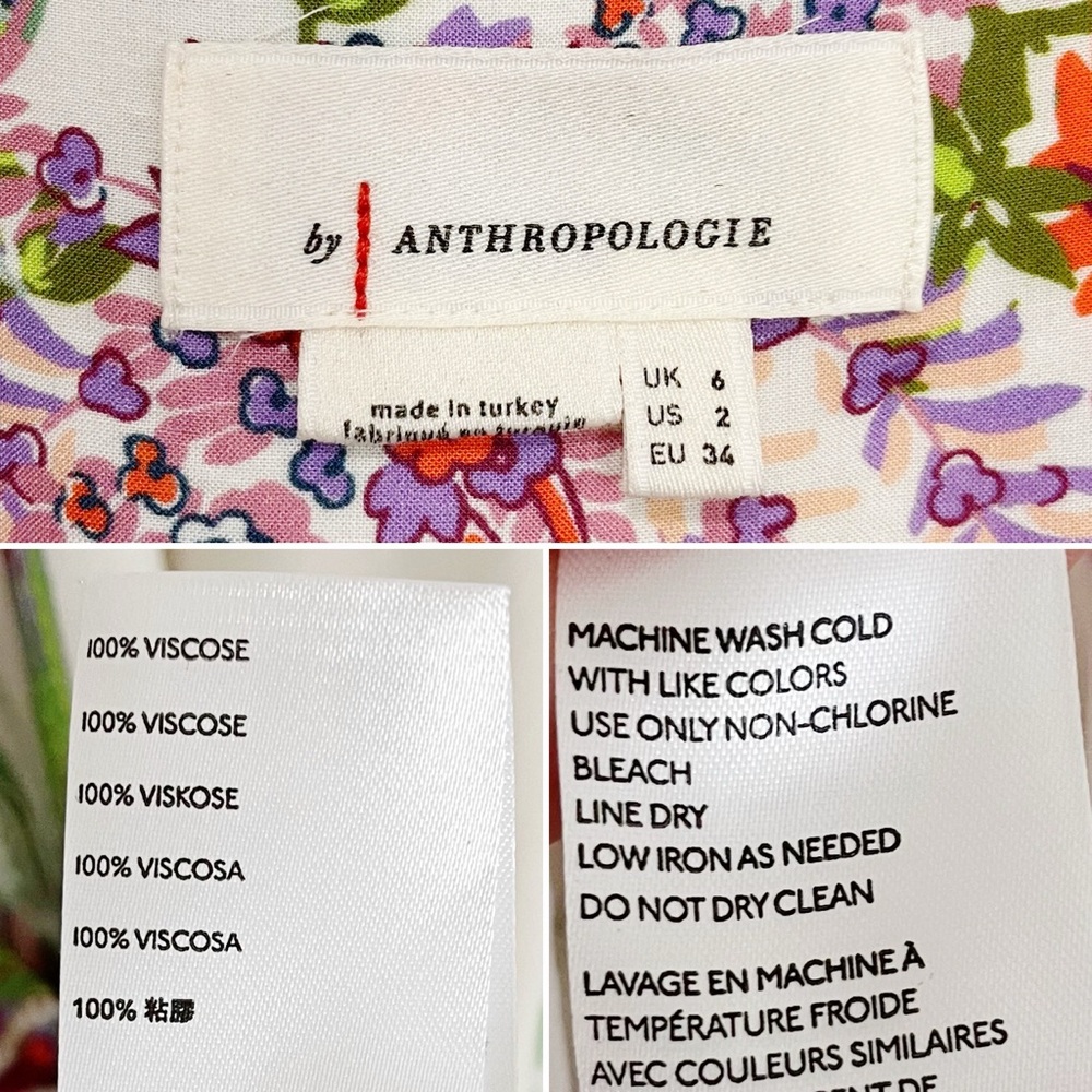 BOGO! Anthropologie Analise Floral Midi Dress Cream Size 2 - Picture 10 of 12